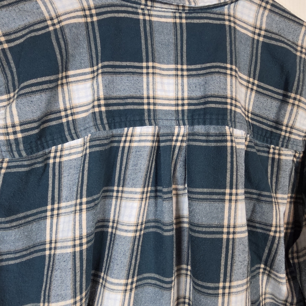 So Womens Soft Plaid Flannel-Style Shirt Cotton XL Green Plaid Button up Outdoor - Picture 3 of 12